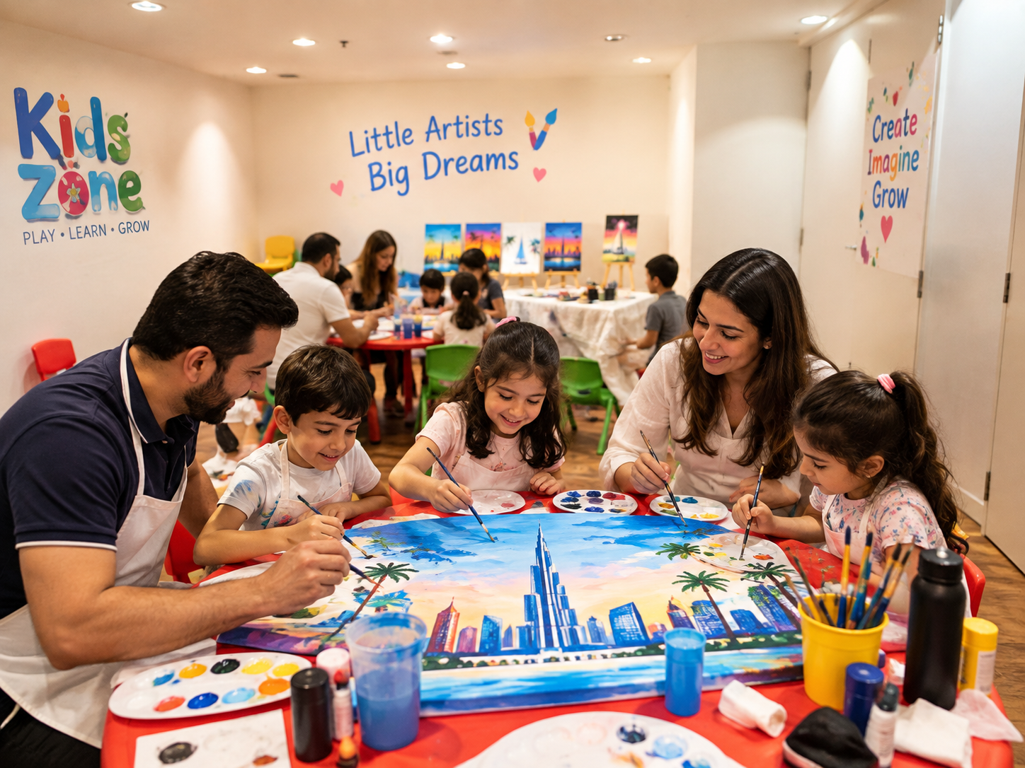 Canvas art activity at PLAYDATE DXB, Souk Al Bahar