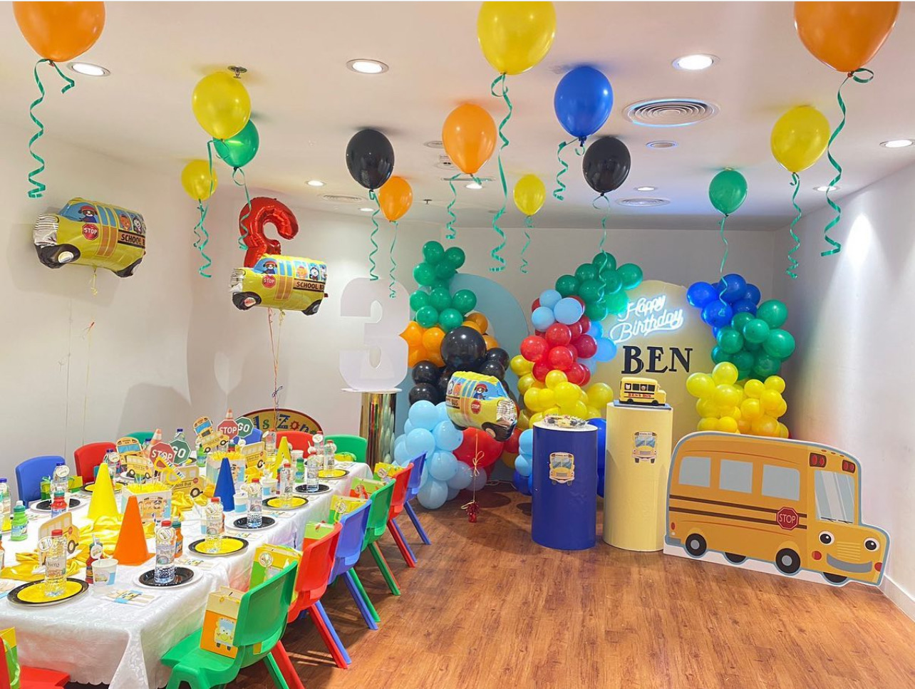 Bus theme birthday party Dubai