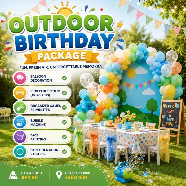 Kids Zone outdoor birthday basic package AED 2300