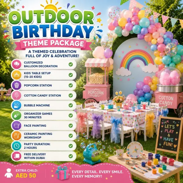 Kids Zone outdoor themed birthday party package AED 2800